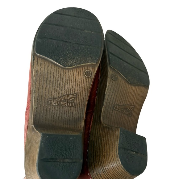 Dansko Rust-Red Leather Ankle Booties EU 42 | Side Zip Block Heel - Picture 10 of 14